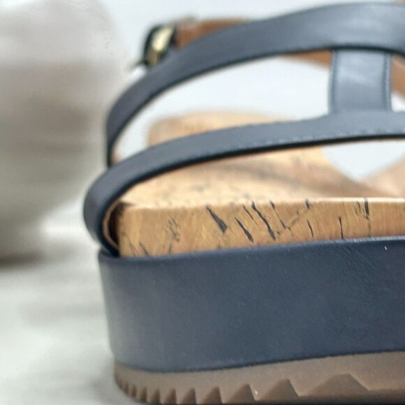 Bandolino Britni Platform Leather Sandals Buckle Sling Back Navy Women 8.5M NWOB - Picture 7 of 10